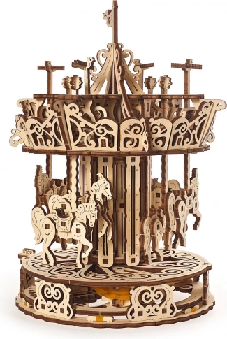 Carusel mecanic din lemn UGEARS puzzle 3D