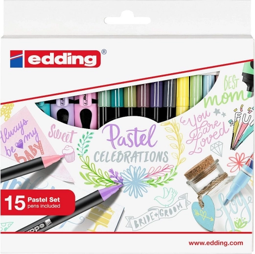 Set cadou de markere și evidențiatoare pastel EDDING, 15 buc.