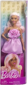 păpușă barbie fashionistas în rochie roz