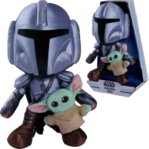 Set pluș Disney Star Wars Mandalorian și Grogu 25 cm și 7 cm