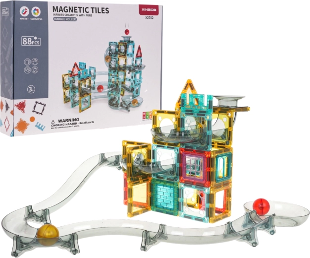 Set magnetic pistă pentru bile, 88 piese