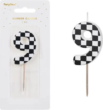 Lumânare aniversară cifră 9 (5,5 cm) mix - 1 bucată