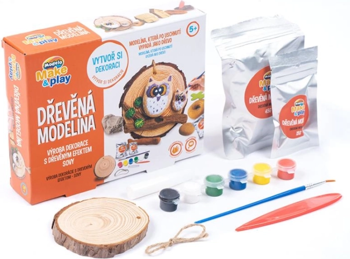 MODELO plastilină din lemn – bufnițe, pastă autoîntăritoare pentru creații