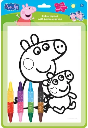 Set de colorat cu creioane cerate groase, față-verso, Peppa Pig