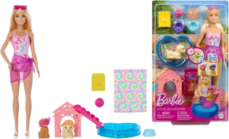 Set de joacă Barbie cu căței pentru băiță, cu efect de schimbare a culorii - 1 bucată