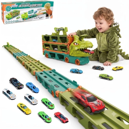 Camion dinozaur Woopie cu pistă de curse de 2,1 m