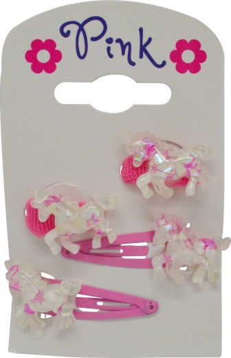 Accesorii de păr cu motiv unicorn – set de 4 piese
