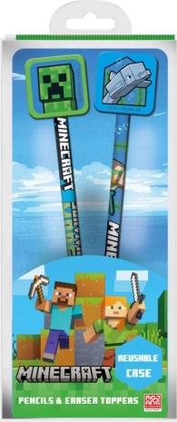 Set de creioane MINECRAFT cu toppere, 2 buc.