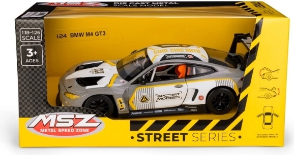 Model metalic MSZ BMW M4 GT3 la scara 1:24, gri-argintiu