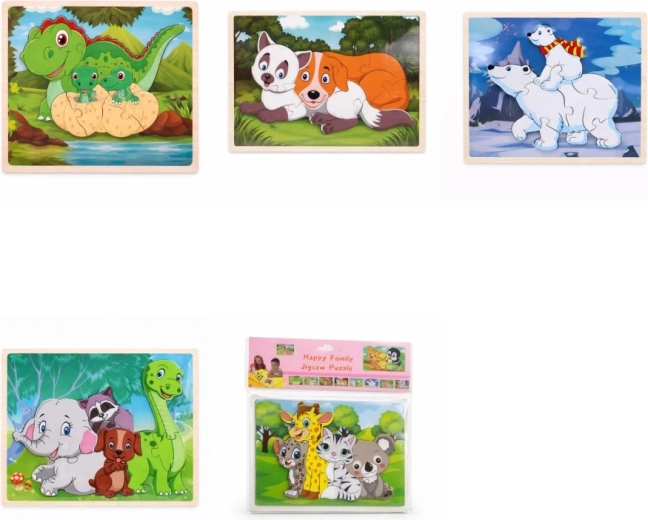 Puzzle din lemn cu animale 22,5 × 14,5 cm