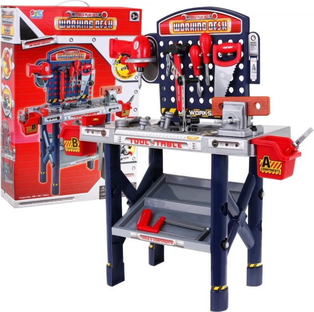 Mare atelier pentru copii 3+ Banc de scule 55 piese + Șurubelniță electrică + Funcții interactive