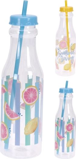 Sticlă de băut cu pai 650 ml – mix de motive estivale