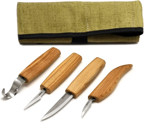 BeaverCraft S09 set de 4 cuțite de sculptură în teacă
