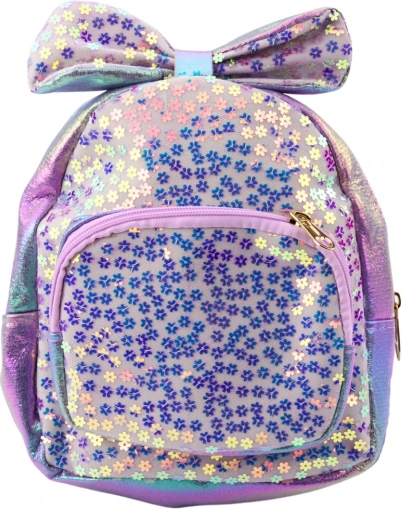 Rucsac pentru copii cu paiete sclipitoare și fundă mov 22 cm 2,8 L