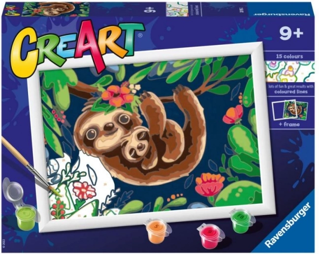 RAVENSBURGER CreArt pictură după numere – leneși 24 × 18 cm