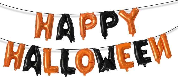 Set de Halloween cu baloane din folie Happy Halloween și bandă de fixare