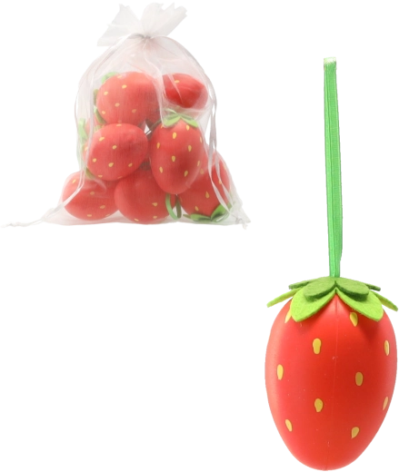 Set de 9 ouă de Paște suspendate cu motiv de căpșuni