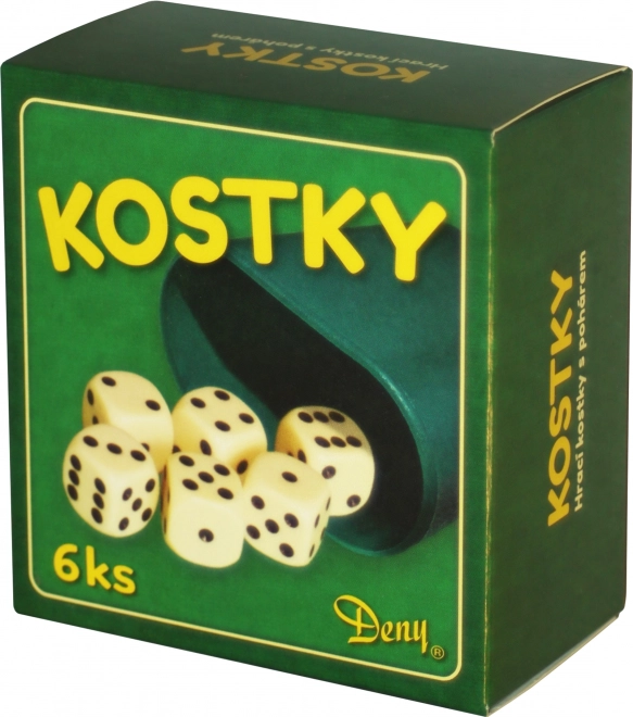 Zaruri de joc albe 6 buc cu pahar în cutie