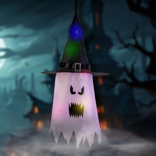 Decorațiune LED suspendată de Halloween, fantomă roz