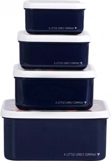 Set de patru cutii pentru gustări A Little Lovely Company – Căpșuni