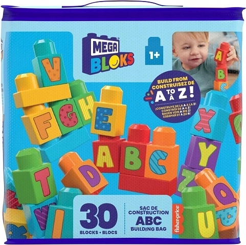 Mega Bloks First Builders ABC – cuburi colorate cu litere, în geantă