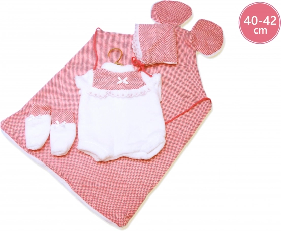 Llorens hăinuțe pentru păpușa New Born 40–42 cm, set din 3 piese cu salteluță cu urechiușe