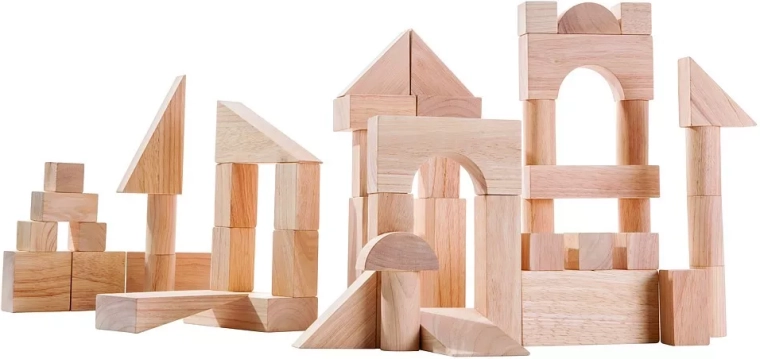 PlanToys set natural de construcție din lemn 50 de piese