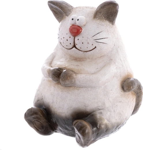 Statuetă decorativă cu pisică din polirezină, bej, 36 cm