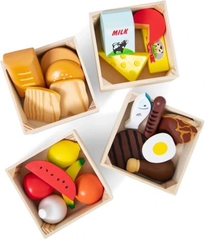 Produse alimentare din lemn în patru cutii