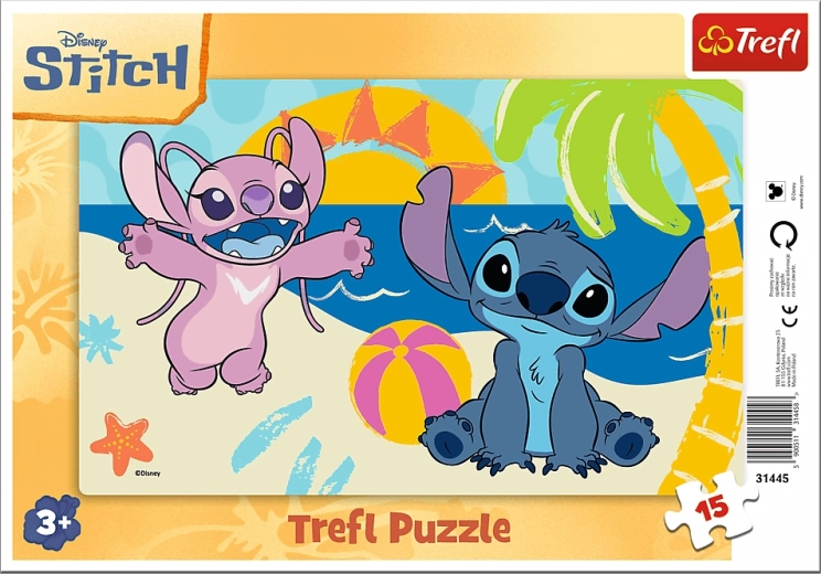 Puzzle Trefl Lilo & Stitch: la mare, 15 piese