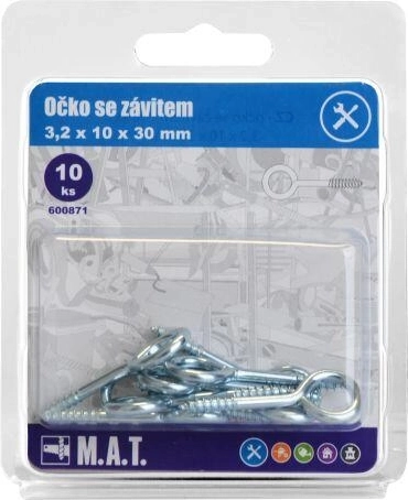 Ochet închis cu filet 30 × 10 × 3,2 mm, zincat, 10 buc