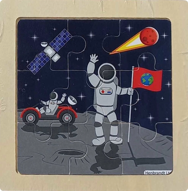 Puzzle din lemn Spațiul – Pe Lună, 9 piese