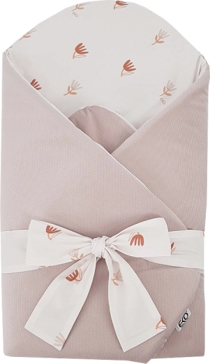 Înfășătoare EKO din bumbac cu velvet și inserție din cocos Beige Meadow 75 × 75 cm