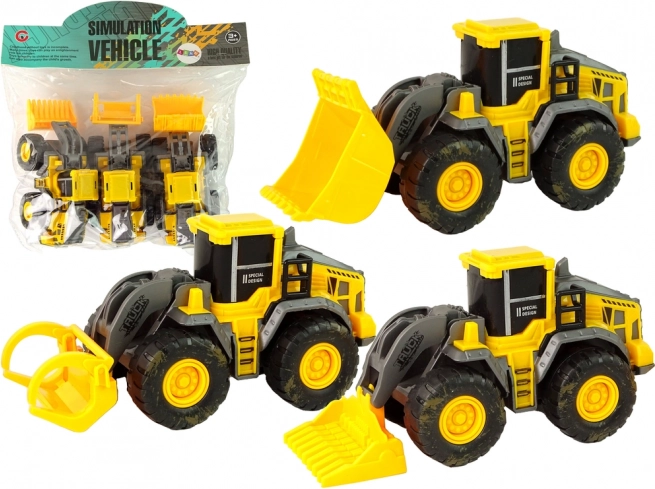 Set de trei vehicule de construcție galbene