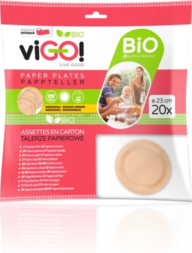 VIGO! farfurii din hârtie bio maro, 23 cm, 20 bucăți