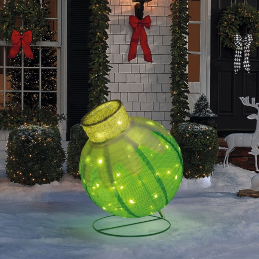 Decorațiune luminoasă în formă de glob de Crăciun cu 60 de LED-uri, 60 × 83 cm, verde