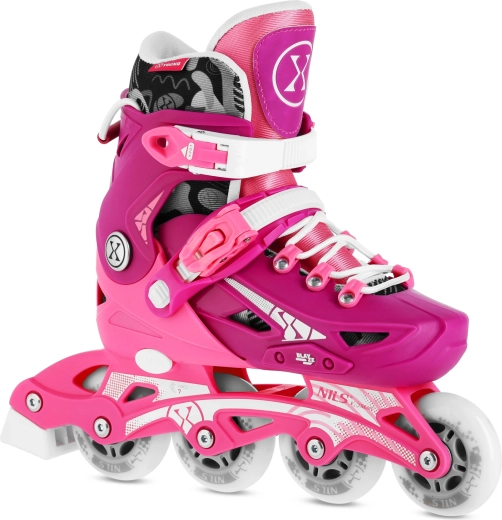 Patine cu role inline reglabile pentru copii Nils Extreme Blaze roz – M (35-38)