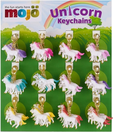Display cu 72 brelocuri pentru chei – unicorni