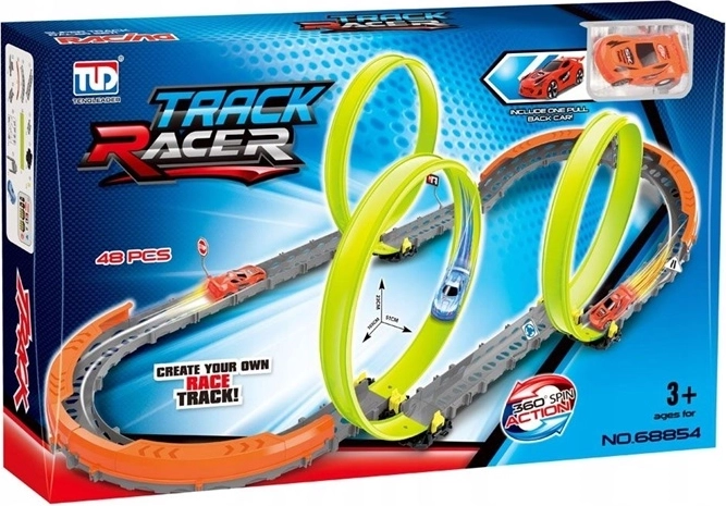 Pistă de curse Track Racer cu bucle triple (48 de piese)