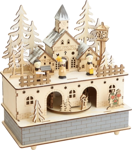 Small Foot Cutie Muzicală din Lemn cu Lumină Sat de Iarnă