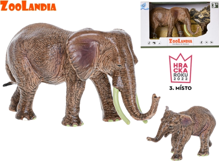 Zoolandia elefantă cu pui – figurine din plastic pentru zoo