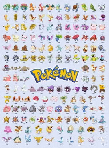 Puzzle cu primii 151 de Pokémoni, 500 de piese