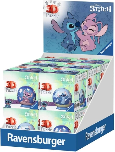 Ravensburger Disney Stitch puzzle 3D tip sferă 54 piese – display de vânzare pentru tejghea (12 buc., mix)