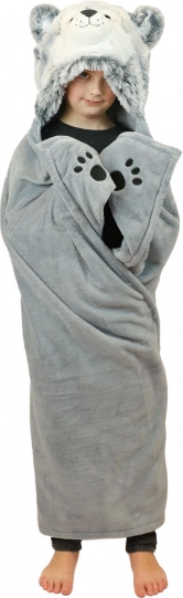 Pătură călduroasă Cozy Noxxiez cu glugă Husky