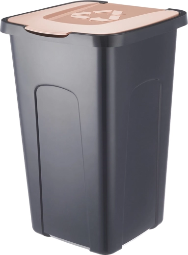 Coș pentru colectare selectivă 50 l negru/maro pastel