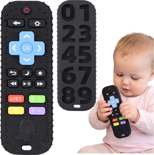 Controler senzorial pentru copii – jucărie gingivală din cauciuc cu numere, negru