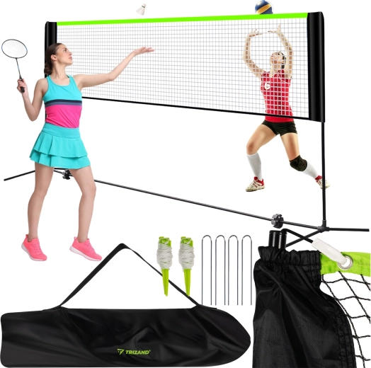 Plasă sport portabilă 3în1 pentru volei, badminton și tenis TRIZAND