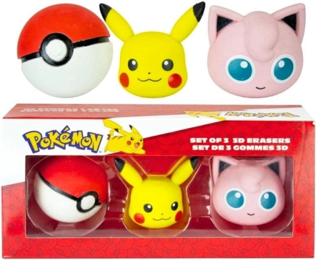 Radieră 3D POKÉMON – set 3 buc