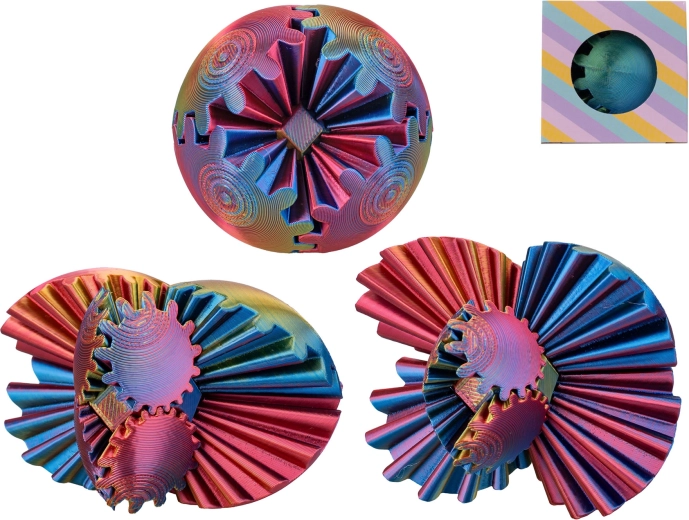 Mingea puzzle antistres de 6 cm – minge puzzle spiralată bicoloră