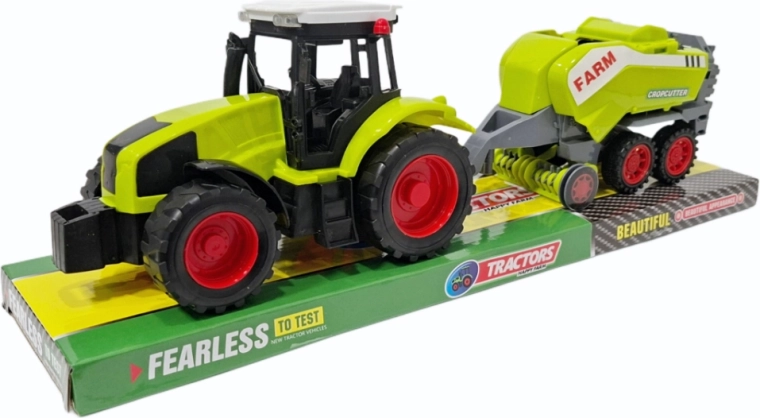 Tractor cu utilaj agricol și remorcă – set din plastic pentru copii